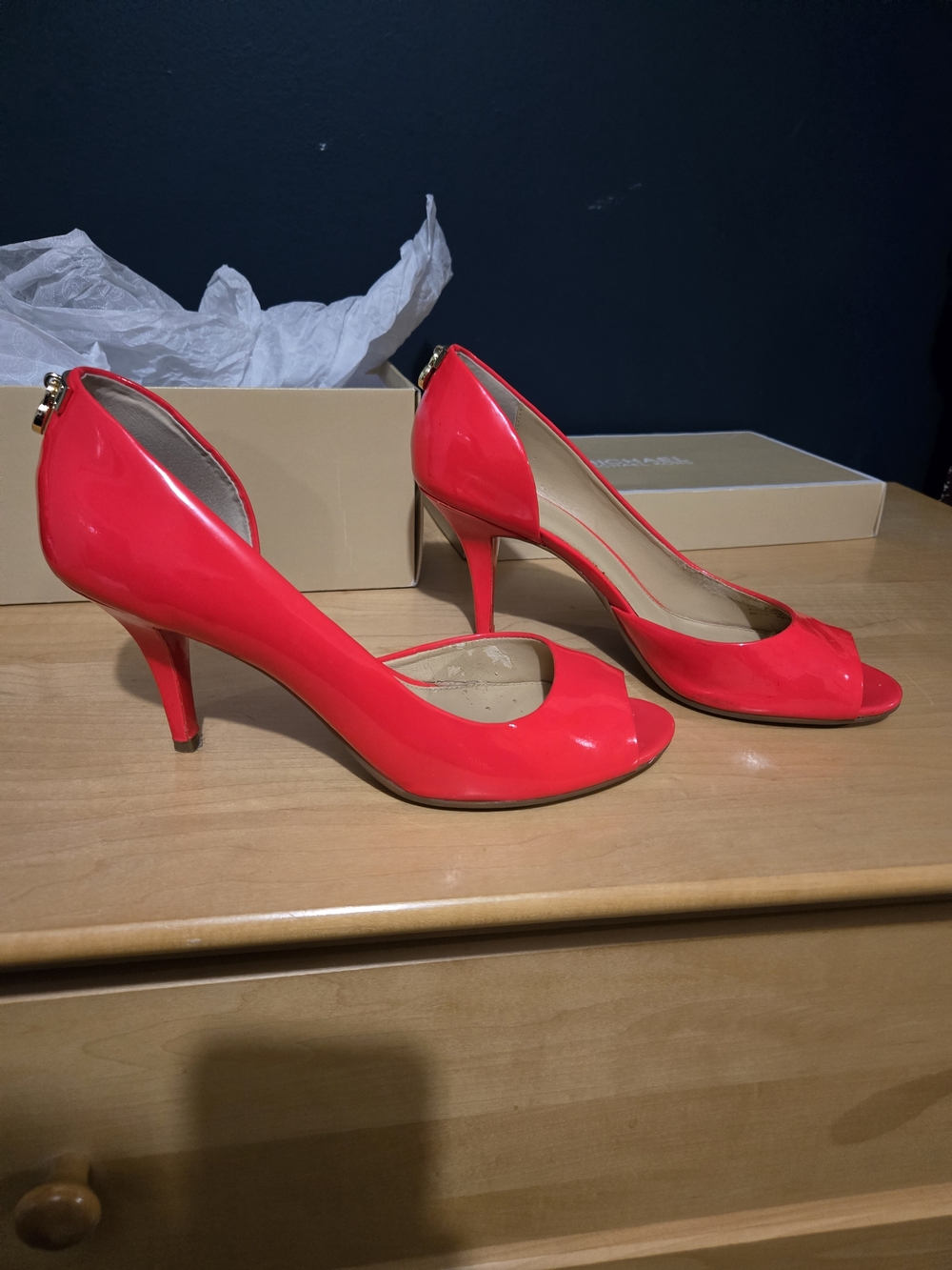 Michael Kors Coral Peep-Toe Heels